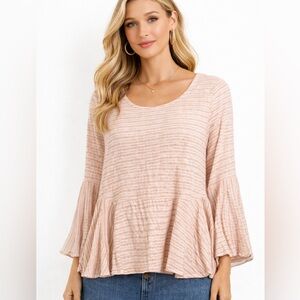 EUC POL Size Small Oversized Striped Pink Women's‎ Long Sleeve Top